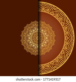 Invitation Or Card Template With Floral Mandala Pattern. Decorative Background For Wedding, Greeting Cards, Birthday Invitation.  Vector