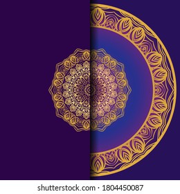 Invitation Or Card Template With Floral Mandala Pattern. Decorative Background For Wedding, Greeting Cards, Birthday Invitation.  Vector