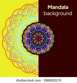 Invitation Or Card Template With Floral Mandala Pattern. Decorative Background For Wedding, Greeting Cards, Birthday Invitation. Vector
