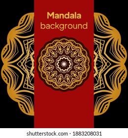 Invitation or Card template with floral mandala pattern. Decorative background for Wedding, greeting cards, Birthday Invitation. Vector