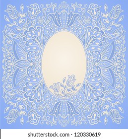 Invitation card template with floral ornament. Template frame design for card. Can be used for packaging,invitations, bag template, print for packet, cup.