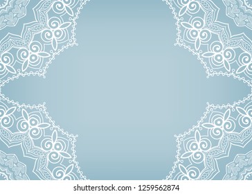 Invitation or Card template with lacе frame border, doodle line pattern, mandala element. Decorative openwork filigree art background for Wedding, Valentine's day greeting card, Birthday Invitation