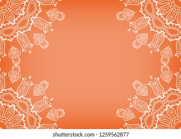 Invitation or Card template with lacе frame border, doodle line pattern, mandala element. Decorative openwork filigree art background for Wedding, Valentine's day greeting card, Birthday Invitation