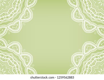 Invitation or Card template with lacе frame border, doodle line pattern, mandala element. Decorative openwork filigree art background for Wedding, Valentine's day greeting card, Birthday Invitation