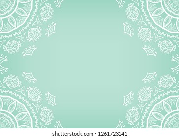 Invitation or Card template with lacе frame border, doodle line pattern, mandala element. Decorative openwork filigree art background for Wedding, Valentine's day greeting card, Birthday Invitation