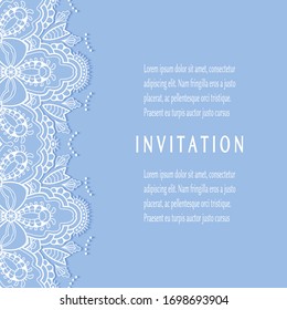 Plantilla de invitación o tarjeta con borde de marco lacado, patrón de línea de doodle, elemento mandala. Antecedentes decorativos de arte de fibra para bodas, tarjeta de felicitación de San Valentín, Invitación de cumpleaños