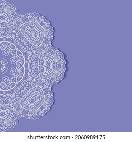 Invitation or Card template with lacе frame border, doodle line pattern, mandala element. Decorative openwork filigree art background for Wedding, Valentine's day greeting card, Birthday Invitation