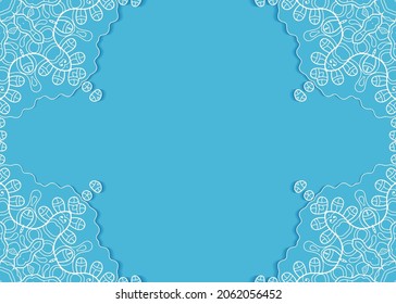 Invitation or Card template with lacе frame border, doodle line pattern, mandala element. Decorative openwork filigree art background for Wedding, Valentine's day greeting card, Birthday Invitation
