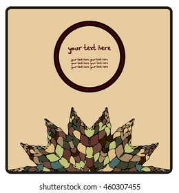 Invitation card. Template frame design for card. Vintage Lace Doily. Can be used for packaging, invitations, decoration, bag template, print for packet, cup.