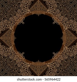 Invitation card. Template frame design for card. Vintage Lace Doily. Can be used for packaging, invitations, decoration, bag template, print for packet, cup.