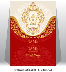 Invitation Card Template Gold Ganesha Patterned Stock Vector (Royalty ...