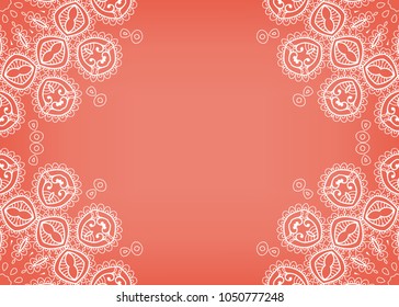 Invitation or Card template, hand drawn floral geometric lace pattern. Decorative openwork filigree art, doodle background for Wedding, Valentine's day cards, Birthday Invitations