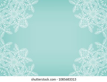 Invitation or Card template, hand drawn floral geometric lace pattern, mandala border. Decorative openwork filigree art, doodle background for Wedding, Valentine's day cards, Birthday Invitations