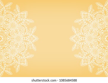 Invitation or Card template, hand drawn floral geometric lace pattern. Decorative openwork filigree art, doodle background for Wedding, Valentine's day cards, Birthday Invitations