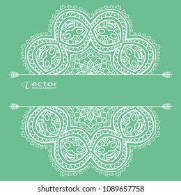 Invitation or Card template, hand drawn floral geometric lace pattern. Decorative openwork filigree art, doodle background for Wedding, Valentine's day cards, Birthday Invitations. Mandala ornament