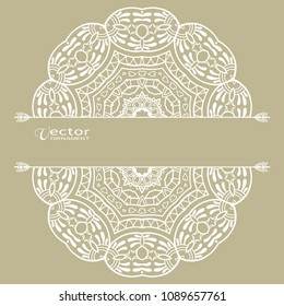Invitation or Card template, hand drawn floral geometric lace pattern. Decorative openwork filigree art, doodle background for Wedding, Valentine's day cards, Birthday Invitations. Mandala ornament