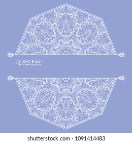 Invitation or Card template, hand drawn floral geometric lace pattern. Decorative openwork filigree art, doodle background for Wedding, Valentine's day cards, Birthday Invitations. Mandala ornament