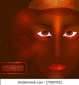 Invitation card template with Indian girl