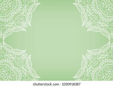 Invitation or Card template with lace mandala border, cutout paper frame element. Decorative openwork filigree art background for Wedding, Valentine's day greeting cards, Birthday Invitations