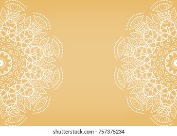 Invitation or Card template with lace mandala border, frame element. Decorative openwork filigree art background for Wedding, Valentine's day greeting cards, Birthday Invitations