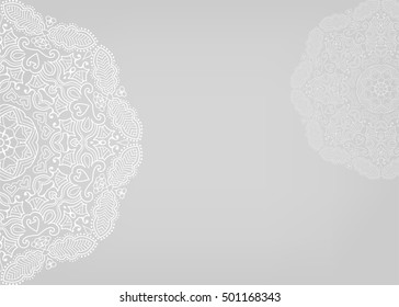 Invitation or Card template with lace pattern. Christmas decoration. Abstract geometric background, mandala element. Luxury postcard for Wedding, Valentine's day, greeting cards, Birthday Invitations
