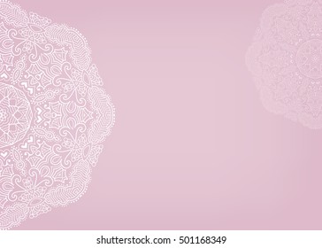 Invitation or Card template with lace pattern. Christmas decoration. Abstract geometric background, mandala element. Luxury postcard for Wedding, Valentine's day, greeting cards, Birthday Invitations