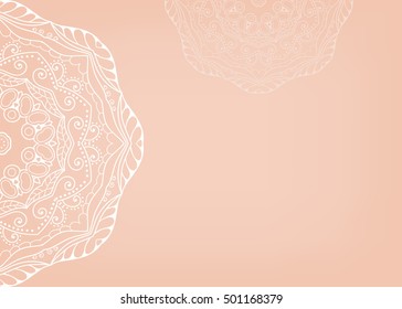 Invitation or Card template with lace pattern. Christmas decoration. Abstract geometric background, mandala element. Luxury postcard for Wedding, Valentine's day, greeting cards, Birthday Invitations