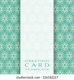 Invitation or Card template with lace pattern. Decorative abstract geometric line background. Luxury postcard for Wedding, Bridal, Valentine's day, greeting cards, Birthday Invitations