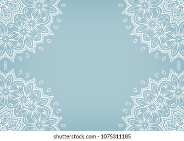 Invitation or Card template with lacy border pattern, cutout paper, mandala frame element. Decorative openwork filigree art, lace background for Wedding, Valentine's day greeting cards, Birthday Invit