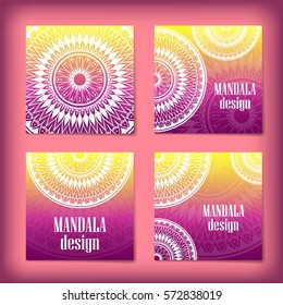 Invitation or Card template with mandala border element. Floral geometric lace pattern. Decorative abstract art background, template for Wedding, Valentine's day greeting cards, Birthday Invitations.