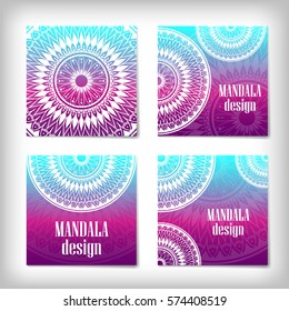 Invitation or Card template with mandala border element. Floral geometric lace pattern. Decorative abstract art background, template for Wedding, Valentine's day greeting cards, Birthday Invitations.