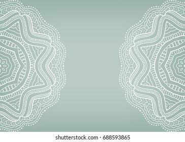 Invitation or Card template with mandala border element. Floral geometric lace pattern. Decorative abstract art background, template for Wedding, Valentine's day greeting cards, Birthday Invitations