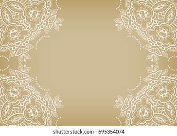Invitation or Card template with mandala border element. Floral geometric lace pattern. Decorative abstract art background, template for Wedding, Valentine's day greeting cards, Birthday Invitations