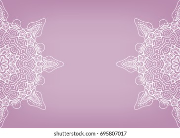 Invitation or Card template with mandala border element. Floral geometric lace pattern. Decorative abstract art background, template for Wedding, Valentine's day greeting cards, Birthday Invitations