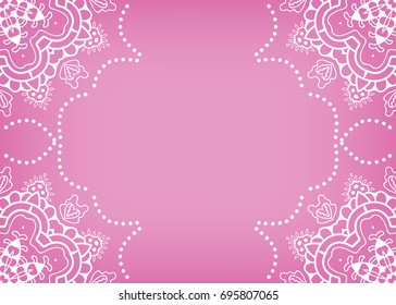Invitation or Card template with mandala border element. Floral geometric lace pattern. Decorative abstract art background, template for Wedding, Valentine's day greeting cards, Birthday Invitations