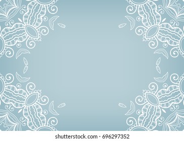 Invitation or Card template with mandala border element. Floral geometric lace pattern. Decorative abstract art background, template for Wedding, Valentine's day greeting cards, Birthday Invitations
