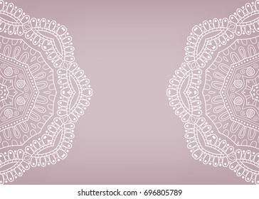 Invitation or Card template with mandala border element. Floral geometric lace pattern. Decorative abstract art background, template for Wedding, Valentine's day greeting cards, Birthday Invitations
