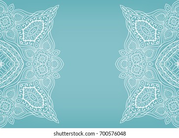 Invitation or Card template with mandala border element. Floral geometric lace pattern. Decorative abstract art background, template for Wedding, Valentine's day greeting cards, Birthday Invitations