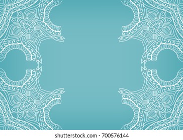 Invitation or Card template with mandala border element. Floral geometric lace pattern. Decorative abstract art background, template for Wedding, Valentine's day greeting cards, Birthday Invitations