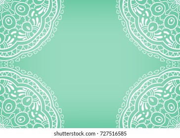 Invitation or Card template with mandala border element. Floral geometric lace pattern. Decorative abstract art background, template for Wedding, Valentine's day greeting cards, Birthday Invitations