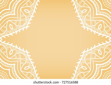 Invitation or Card template with mandala border element. Floral geometric lace pattern. Decorative abstract art background, template for Wedding, Valentine's day greeting cards, Birthday Invitations