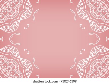 Invitation or Card template with mandala border element. Floral geometric lace pattern. Decorative abstract art background, template for Wedding, Valentine's day greeting cards, Birthday Invitations