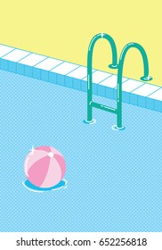 Invitation card template with pool float. Summer pool illustration.