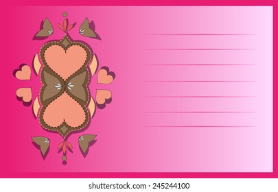 Invitation card templates with love pattern. Vector background. Hearts, flowers. 