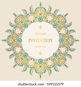 Invitation card templates with patterned and crystals on paper color.