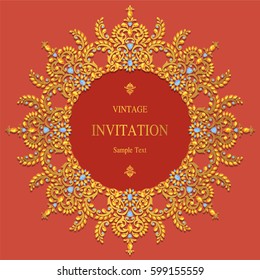 Invitation card templates with patterned and crystals on paper color.