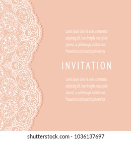 Invitation or Card templates set with lace border, frame element. Decorative openwork filigree art background for Wedding, Valentine's day greeting cards, Birthday Invitations