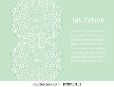 Invitation or Card templates set with lace border, frame element. Decorative openwork filigree art background for Wedding, Valentine's day greeting cards, Birthday Invitations