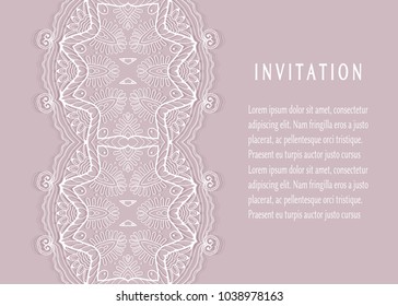 Invitation or Card templates set with lace border, frame element. Decorative openwork filigree art background for Wedding, Valentine's day greeting cards, Birthday Invitations