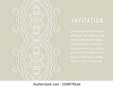 Invitation or Card templates set with lace border, frame element. Decorative openwork filigree art background for Wedding, Valentine's day greeting cards, Birthday Invitations